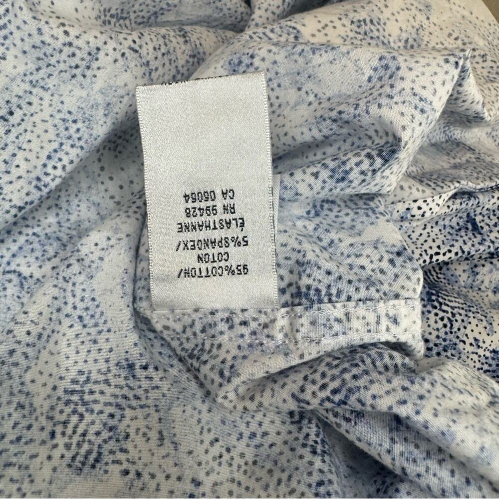 Bugatchi Mens Classic Fit Comfort Stretch Blue and White Abstract Shirt Size XXL - Picture 8 of 9